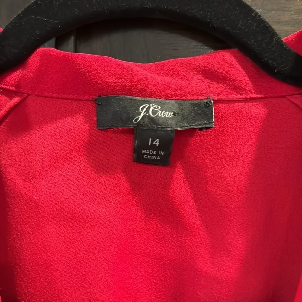 J. Crew Red Collared Blouse Size 14 EUC